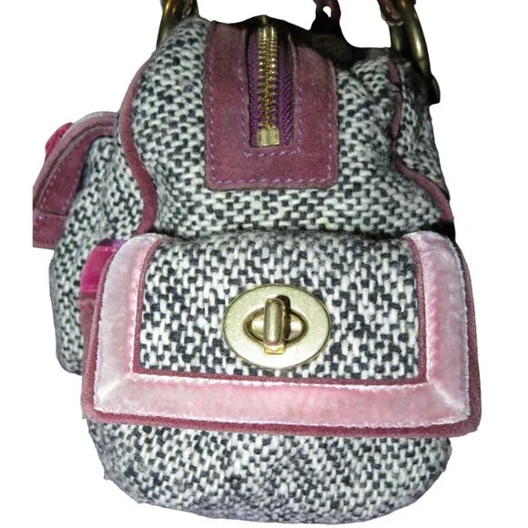 Coach 2005 Vintage Soho Tweed, Suede & leather Mini Boston Bag Satchel - Picture 4 of 15